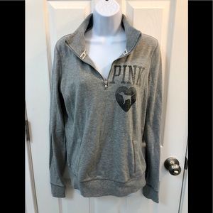 PINK Victoria's Secret 3/4 Zip Sweatshirt Grey S